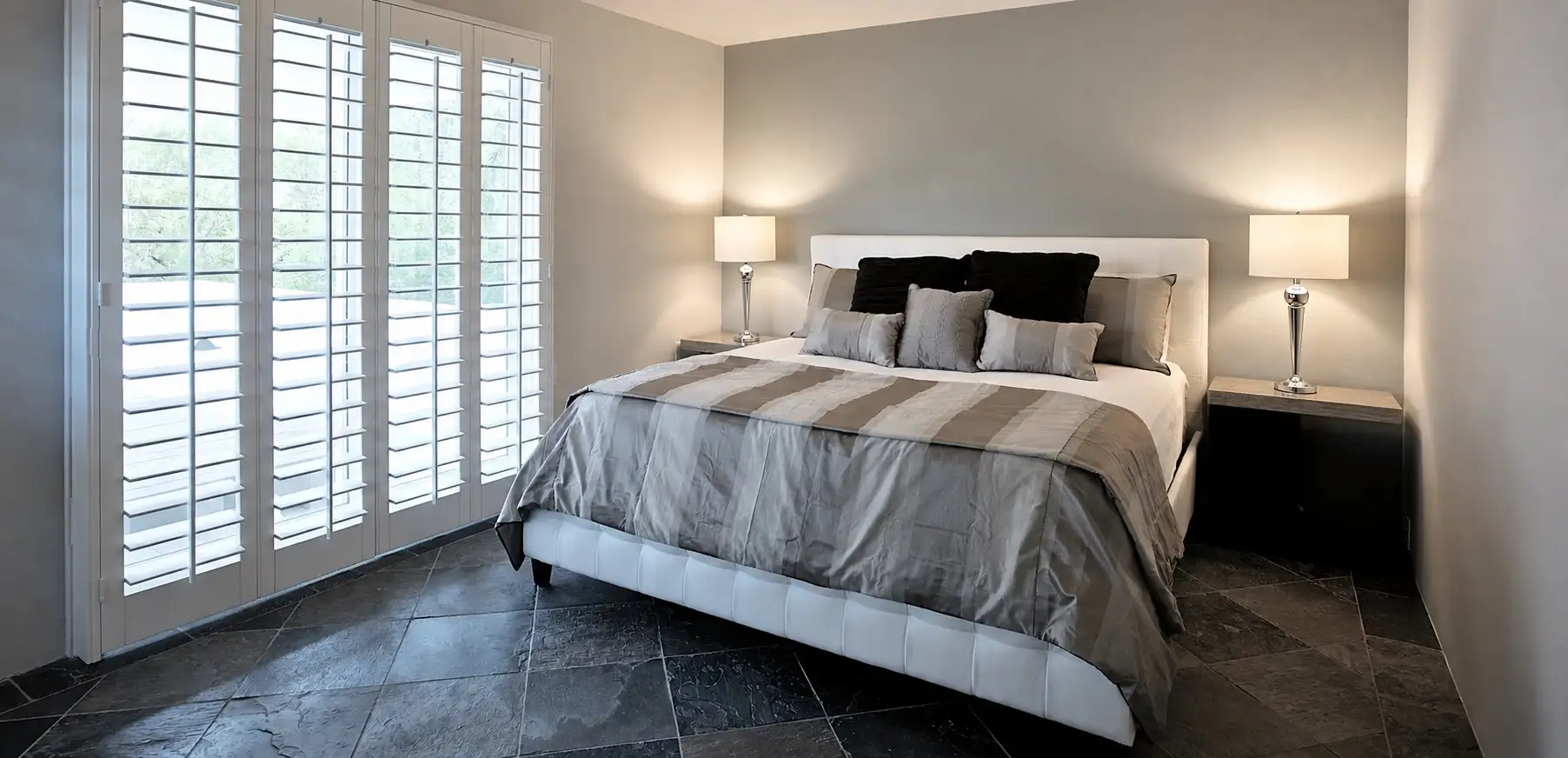 Tiger Tail — Grey bedroom