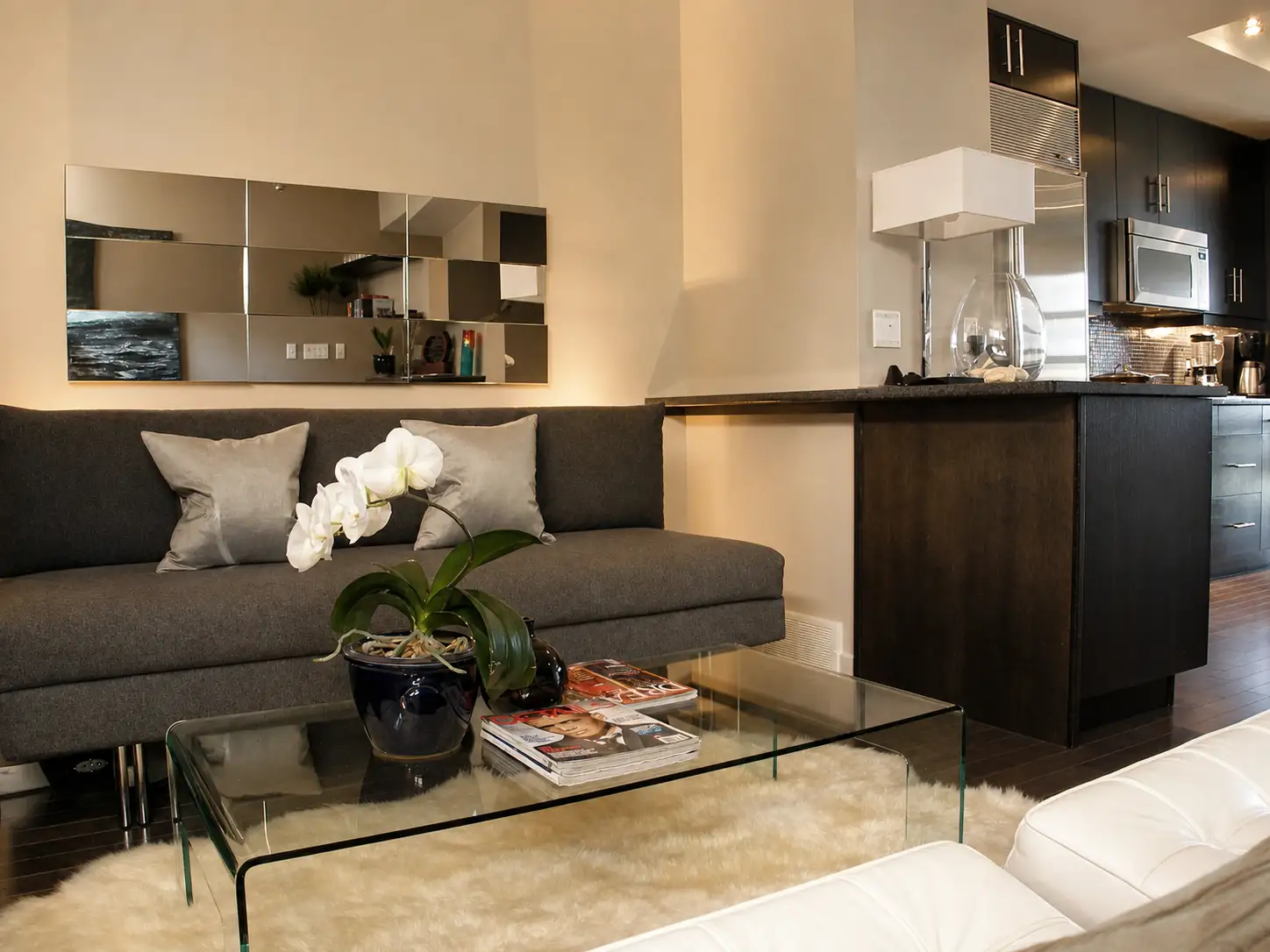 The Olive — Living room kitchenette